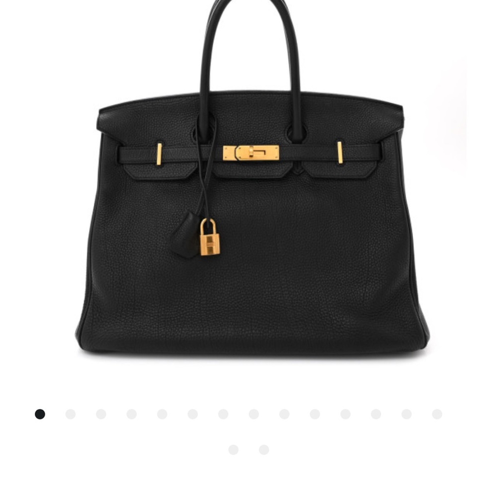 Hermes Black Leather Satchel with Gold Accents